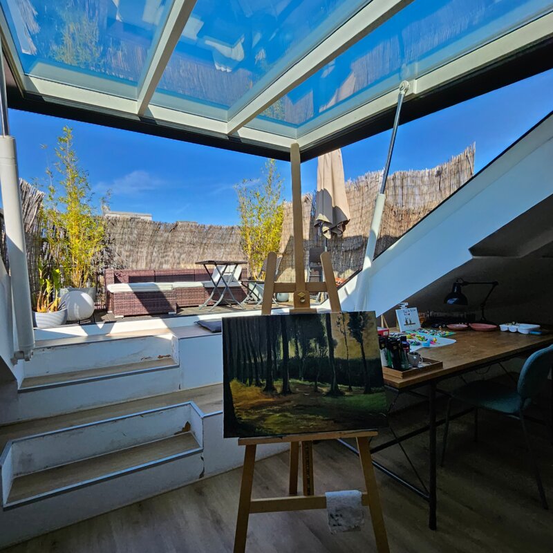 Gallery with view roof terrace