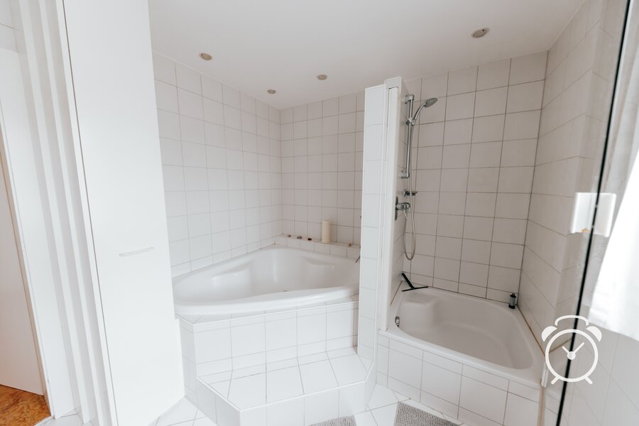Shower and spacious bathtub for relaxing