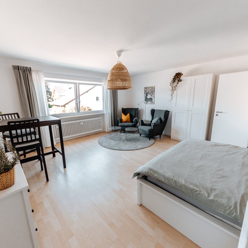 Bright 1-room apartment with sleeping & living area – short-term rental & temporary housing for 1 to 6 months in Freilassing