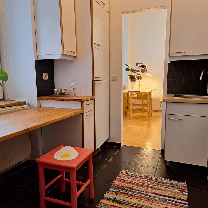 kitchen with view to sleeping room