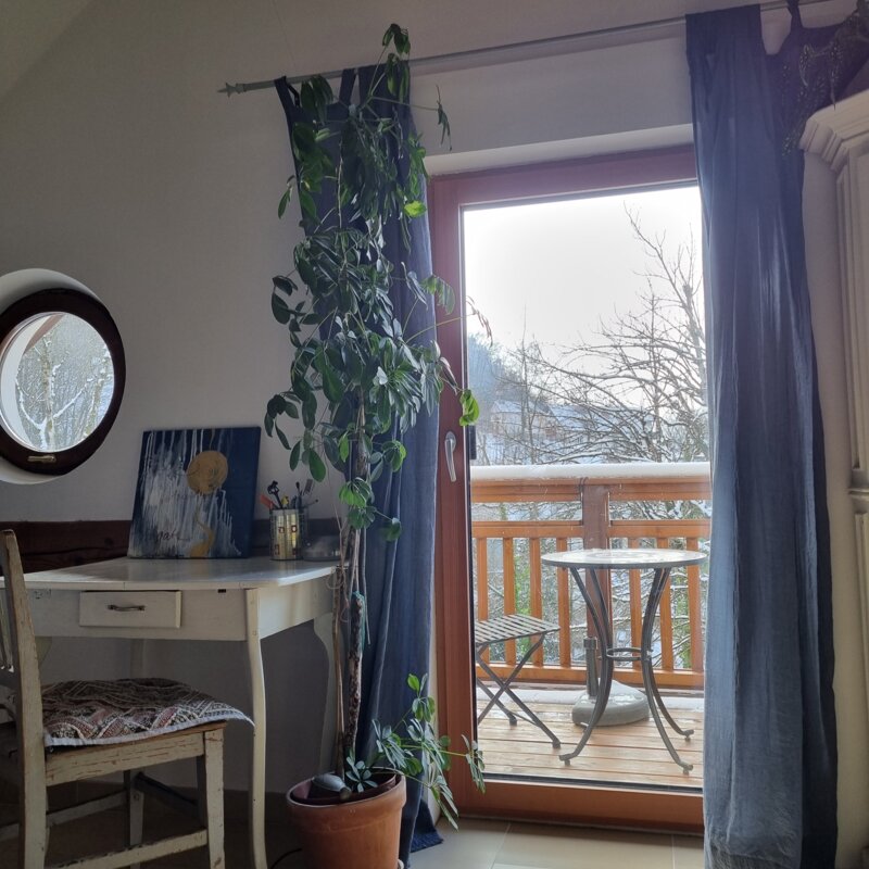 balcony accessible from dormitory