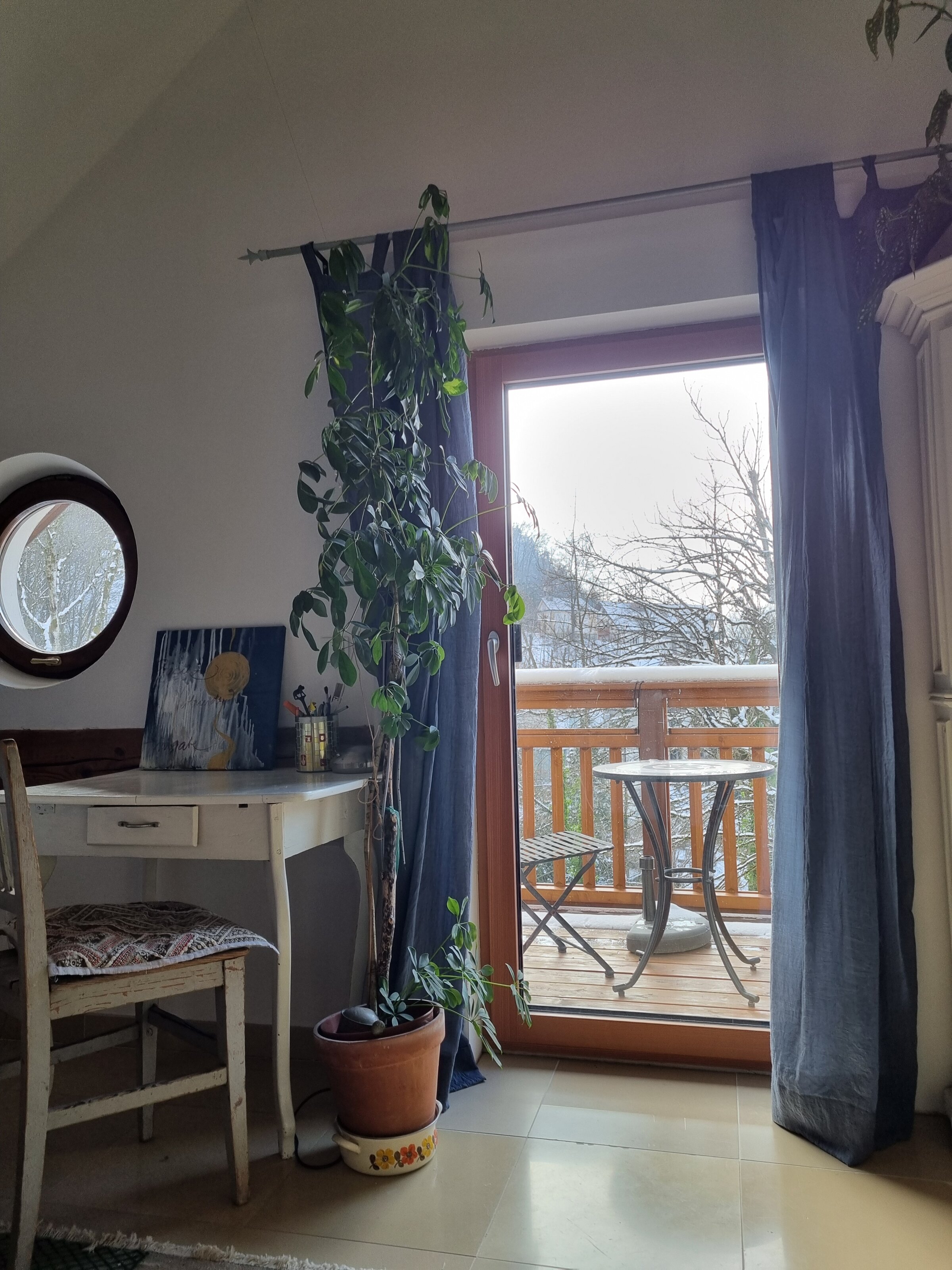 balcony accessible from dormitory