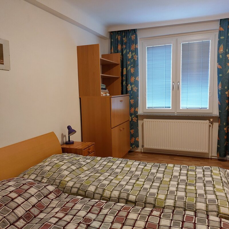 Bedroom - double bed and wardrobes