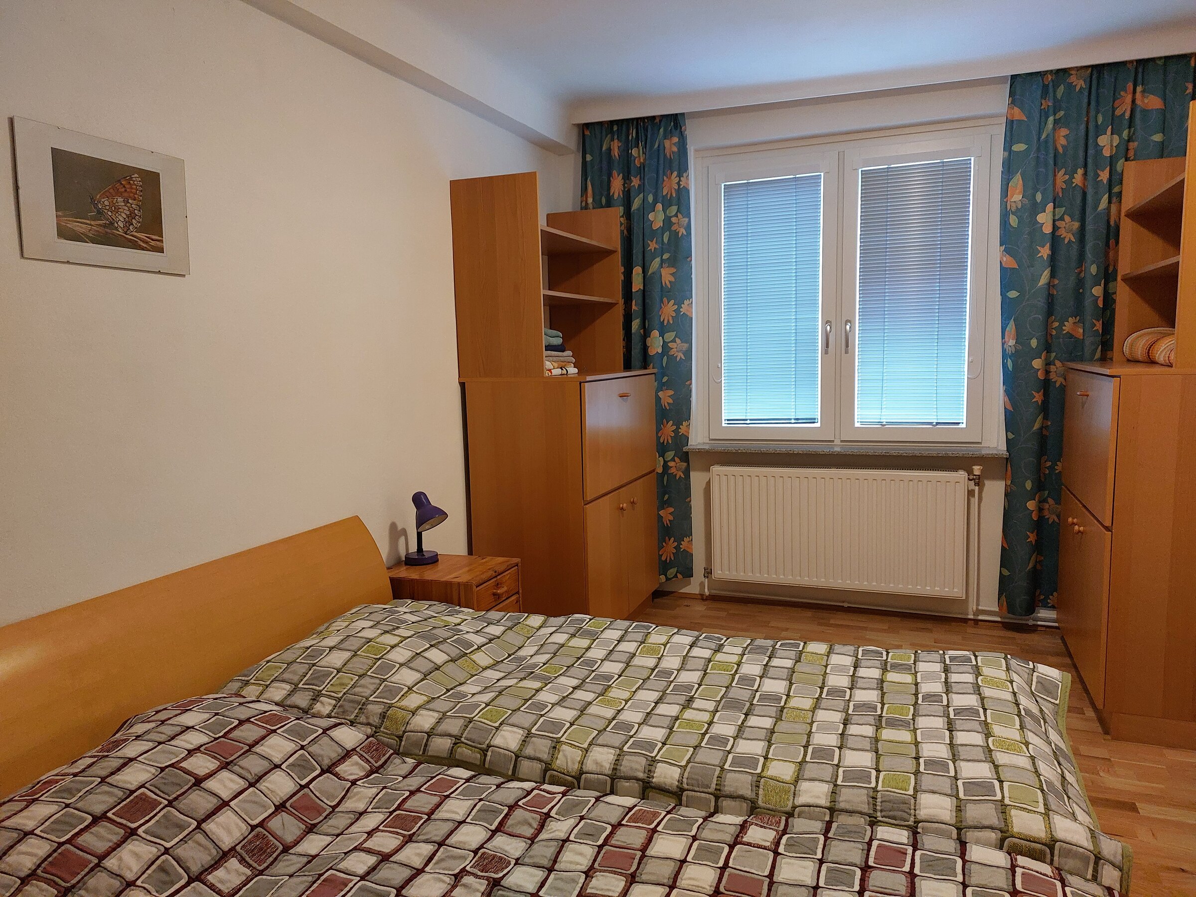 Bedroom - double bed and wardrobes