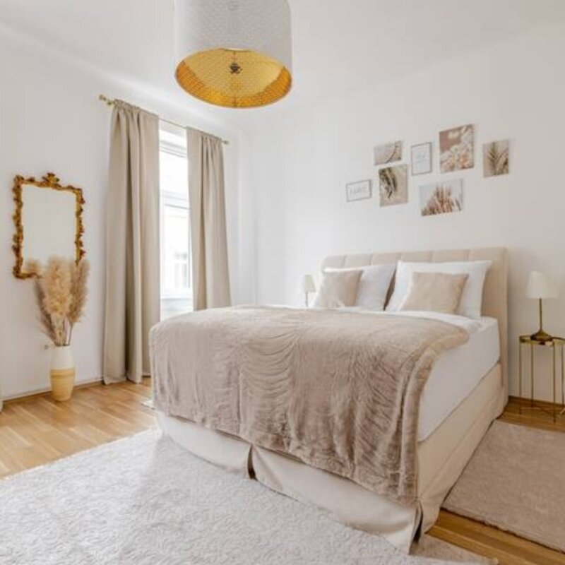 Helles Schlafzimmer in eleganter 3-Zimmer Wohnung – Kurzzeitmiete & Wohnen auf Zeit für 1 bis 6 Monate in Wien