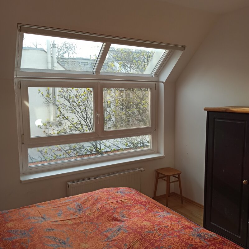 Das Fenster wurde mit einem Fliegengitter ausgestattet, davor eine Linde | © G.Blaschitz