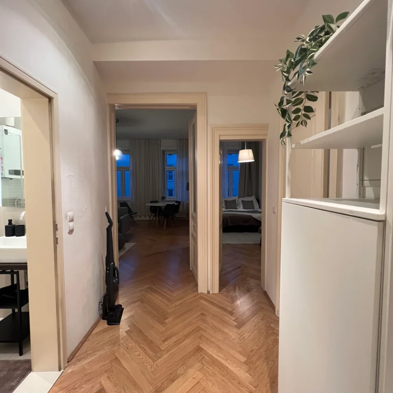 Vorzimmer mit Blick auf Wohnzimmer und Schlafzimmer