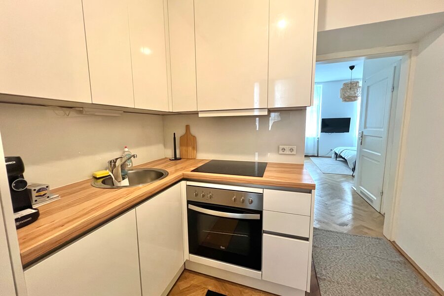 Equipped kitchen with fitted kitchen and dishwasher