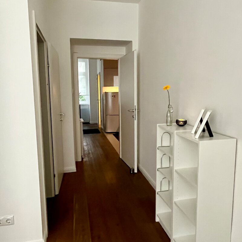 View out of the sleeping room in the apartment 