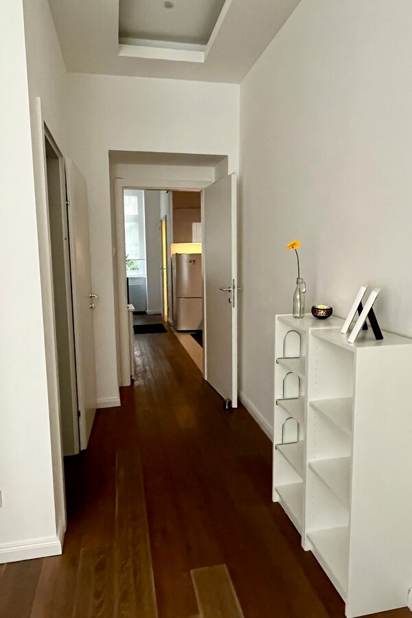 View out of the sleeping room in the apartment 