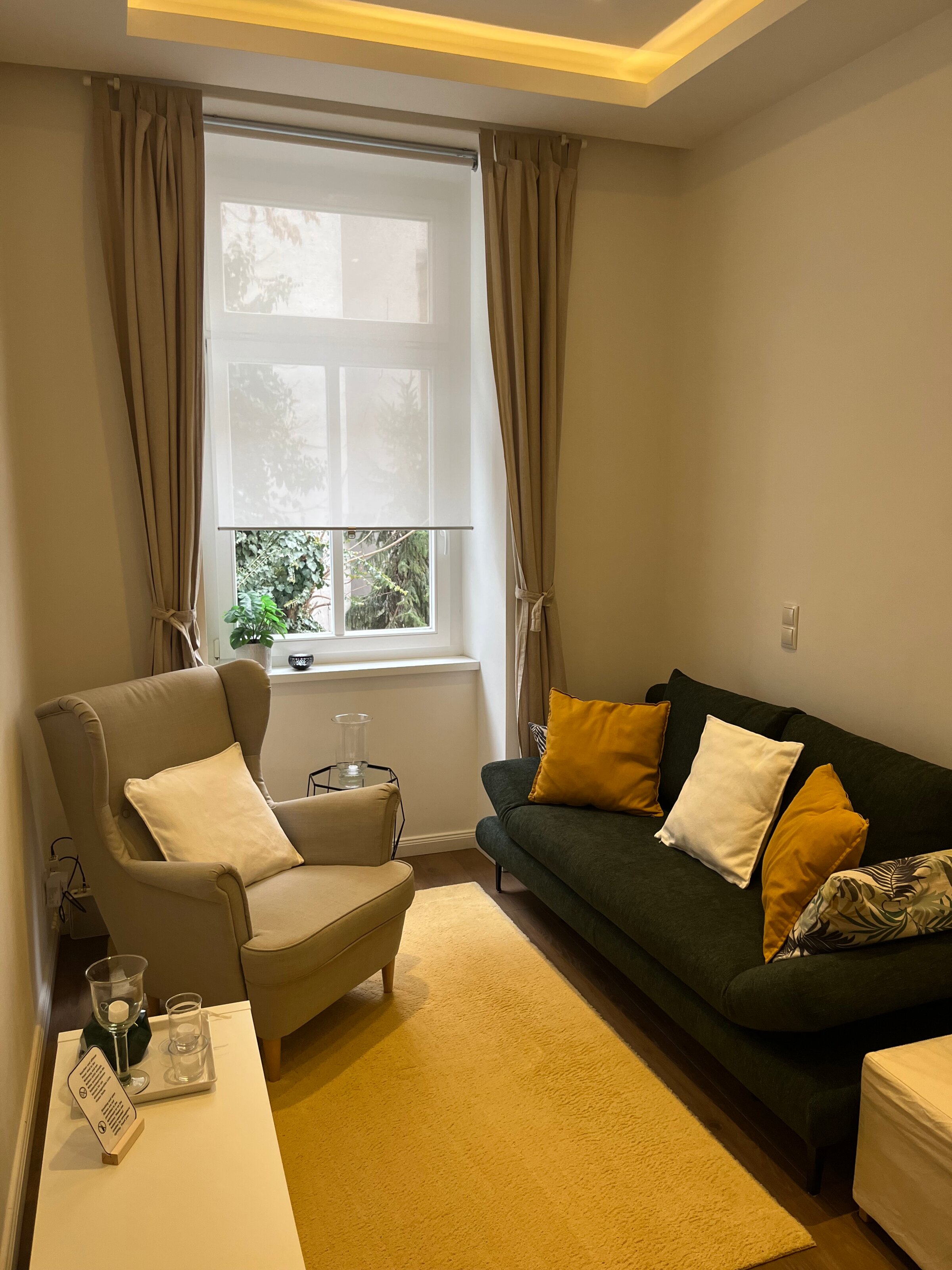 Living/dining room: sofa and armchair 