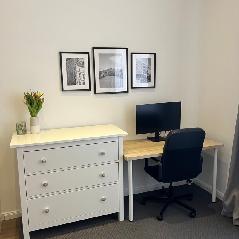Sleeping/work area: desk and chair