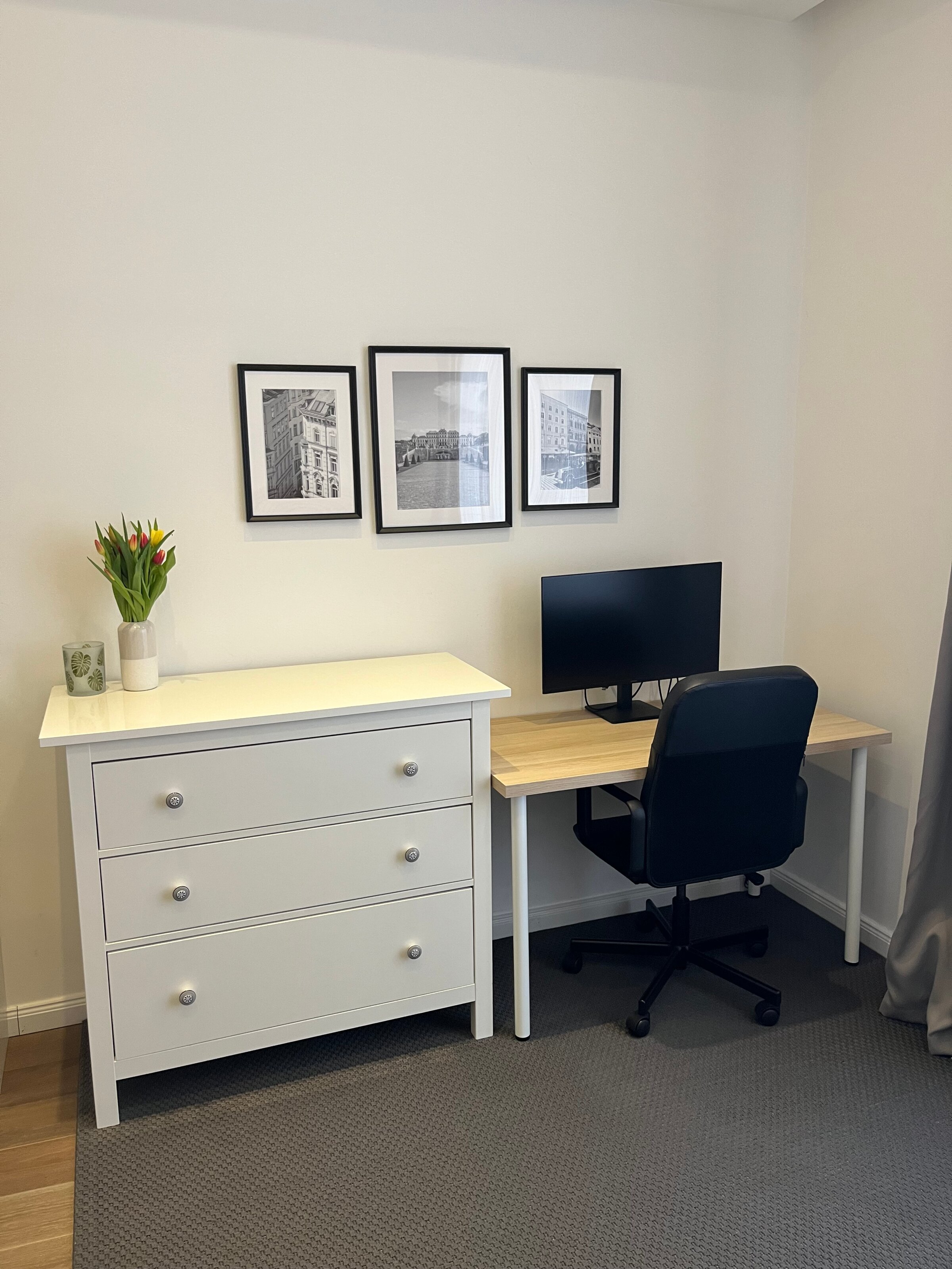 Sleeping/work area: desk and chair