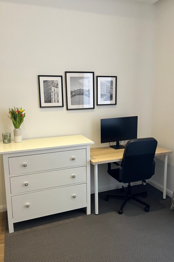 Sleeping/work area: desk and chair