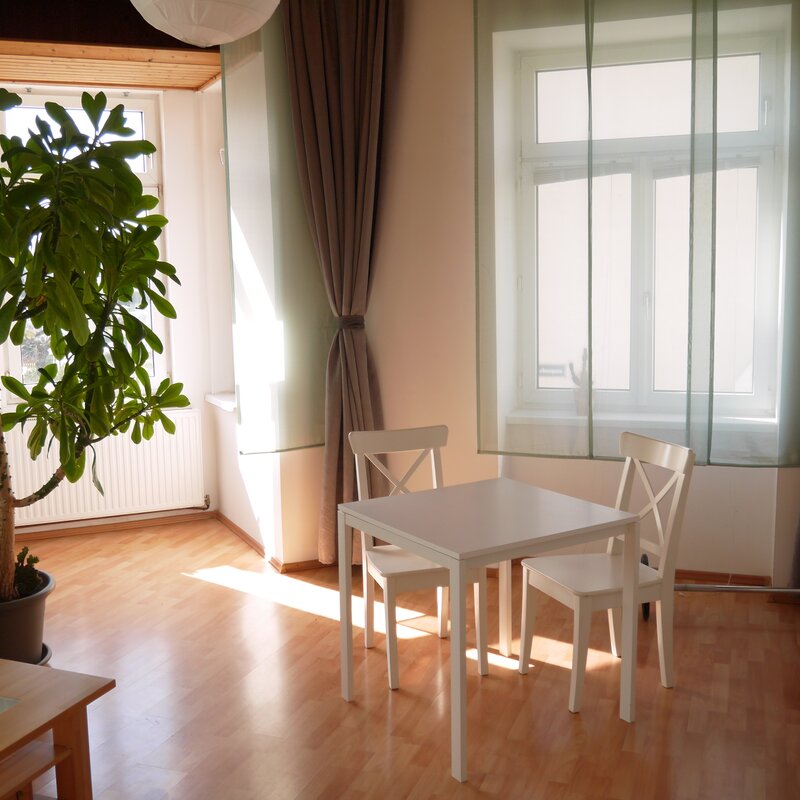 Blick vom Vorraum in das Wohnzimmer