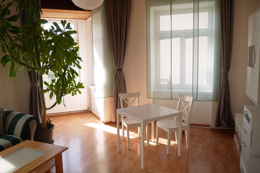 Blick vom Vorraum in das Wohnzimmer