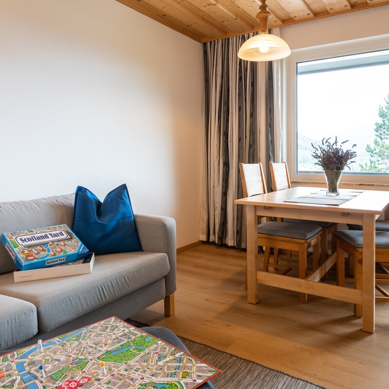 Living room with dining table