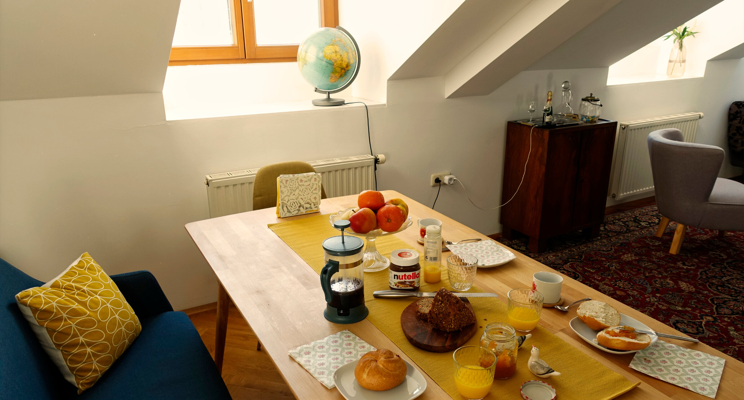 large dining table with bench