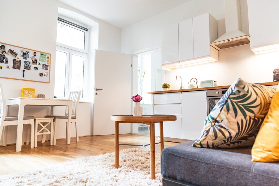 Living room with kitchen