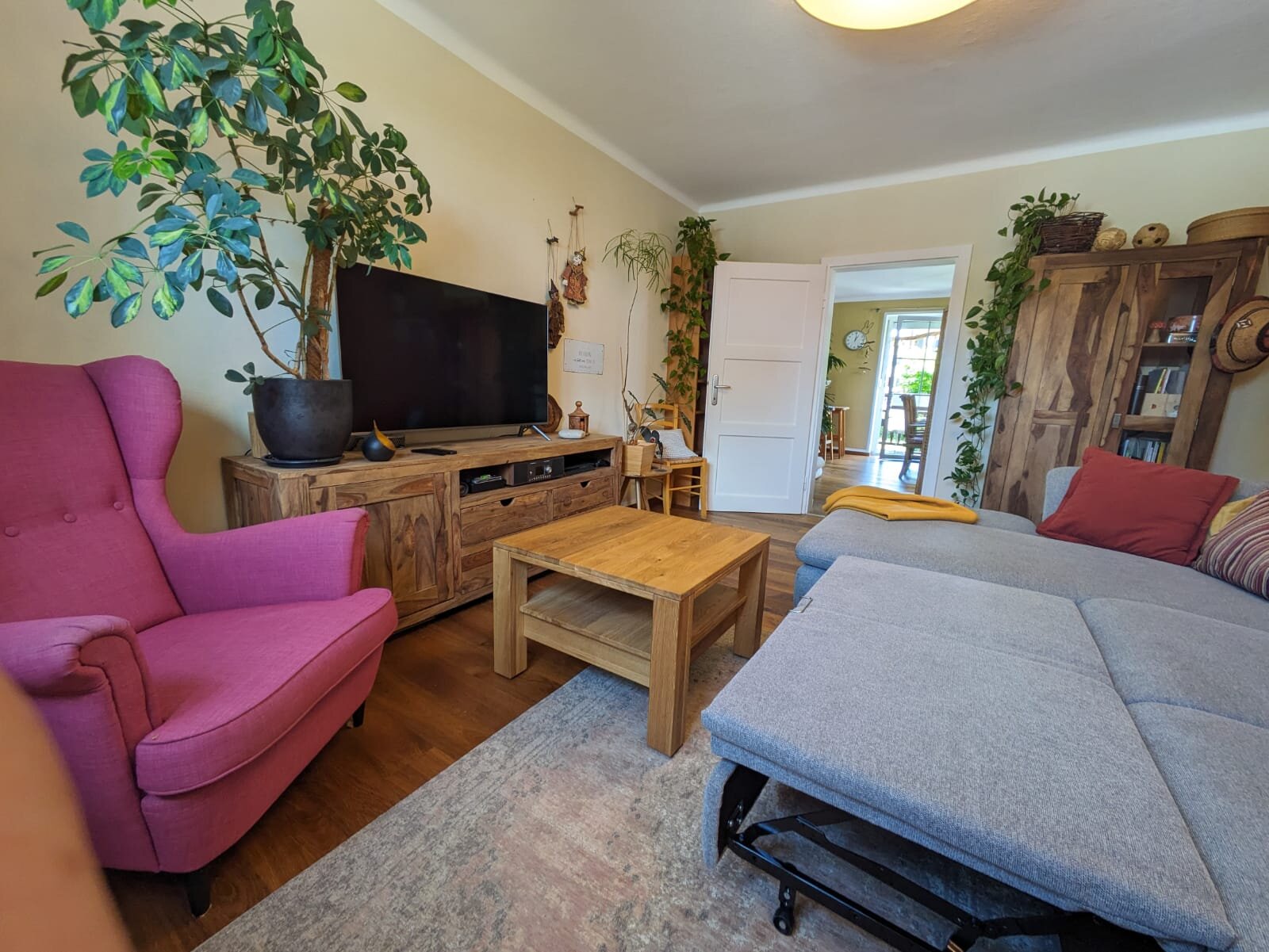 living room with sleeping couch