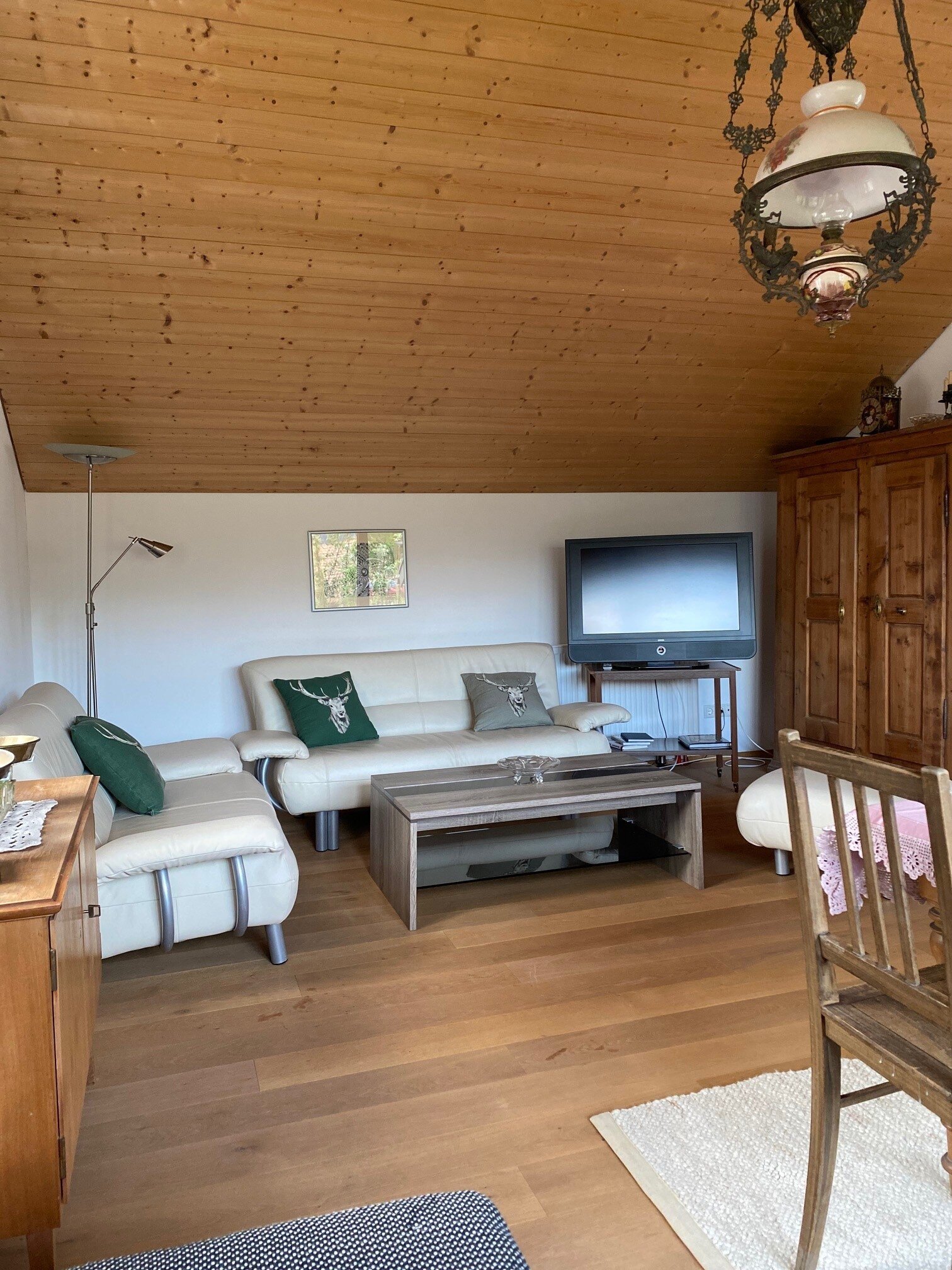 Wohnbereich Couch und TV