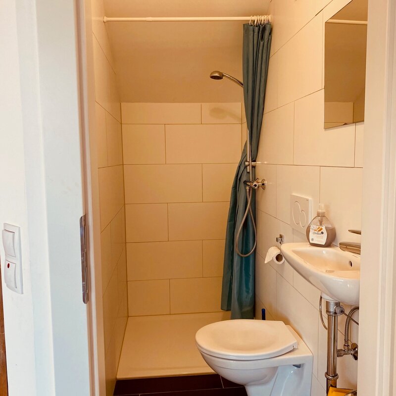 kleine Bad mit WC und Dusche