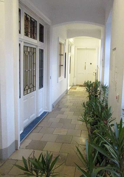 Floor in front of apartment entrance