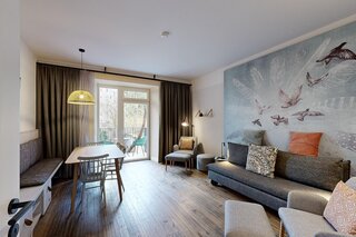 Living area with dining space