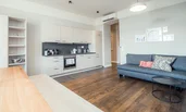 Living area with dining space and kitchen