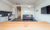 Living area with dining space and kitchen