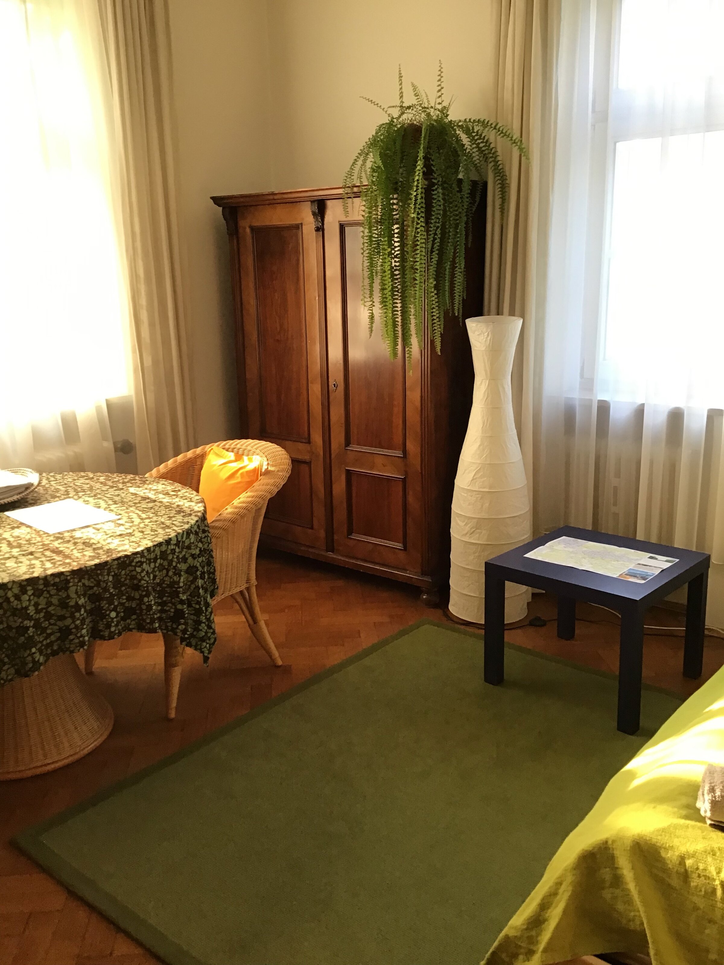 ground floor, sunny in the afternoon, garden view, near city center