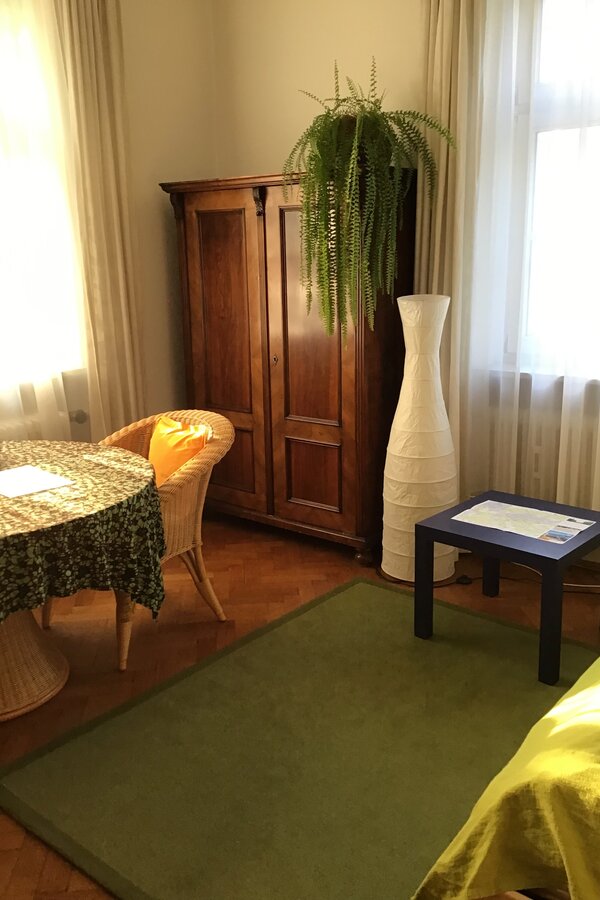 ground floor, sunny in the afternoon, garden view, near city center