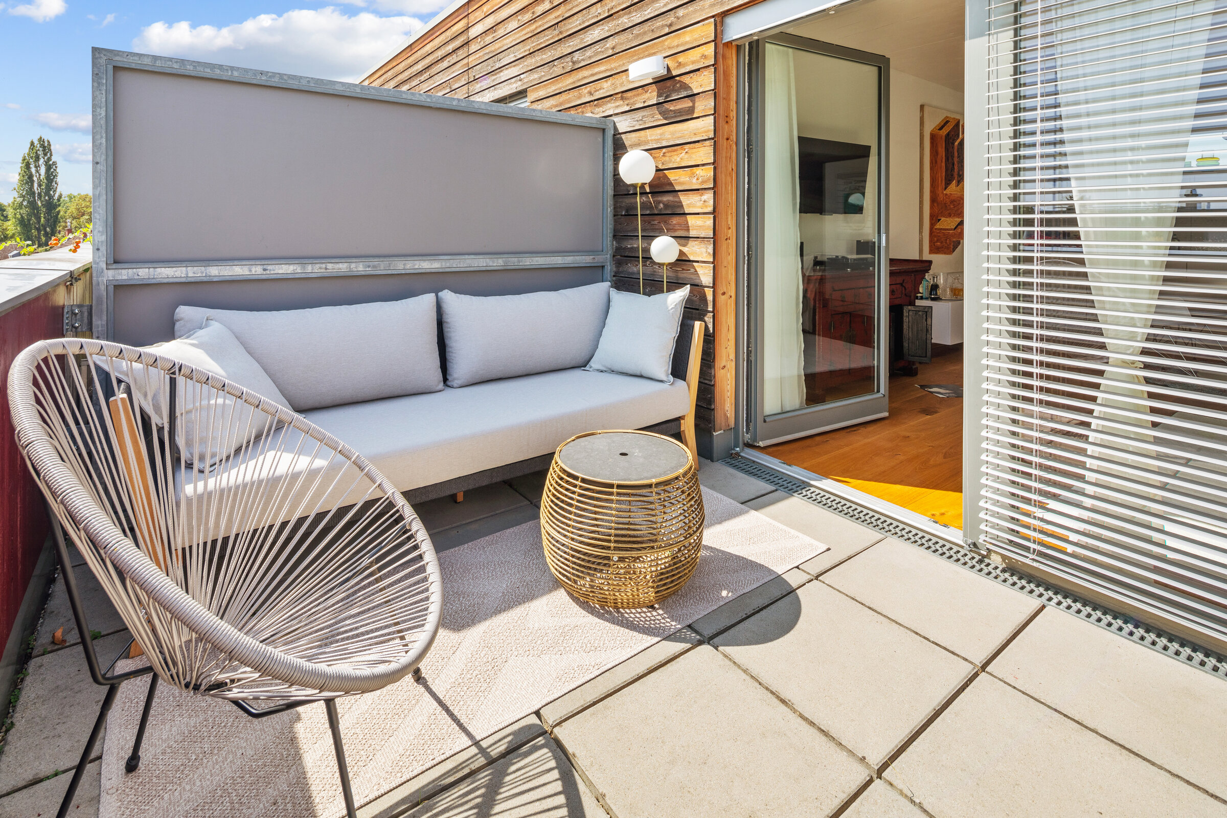 outdoor sofa and entrance to living area
