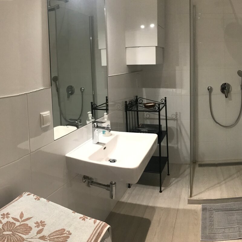 bathroom with modern shower