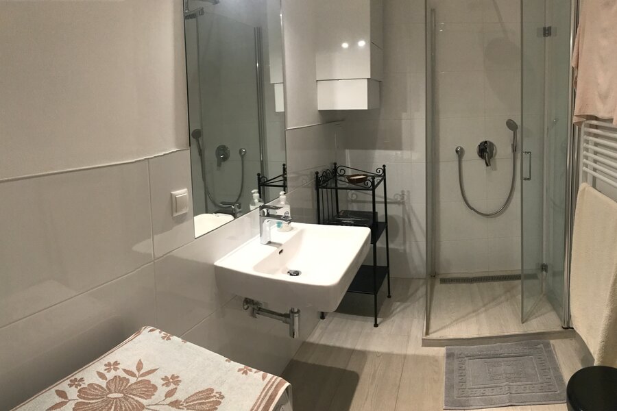 bathroom with modern shower