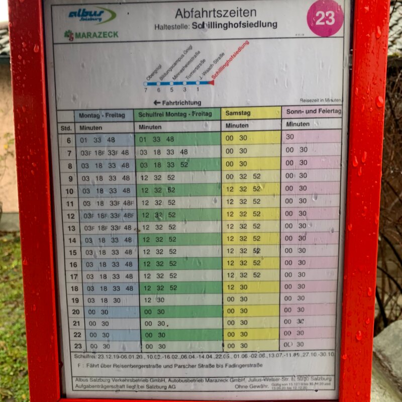 Richtung Obergningl umsteigen inBus 4