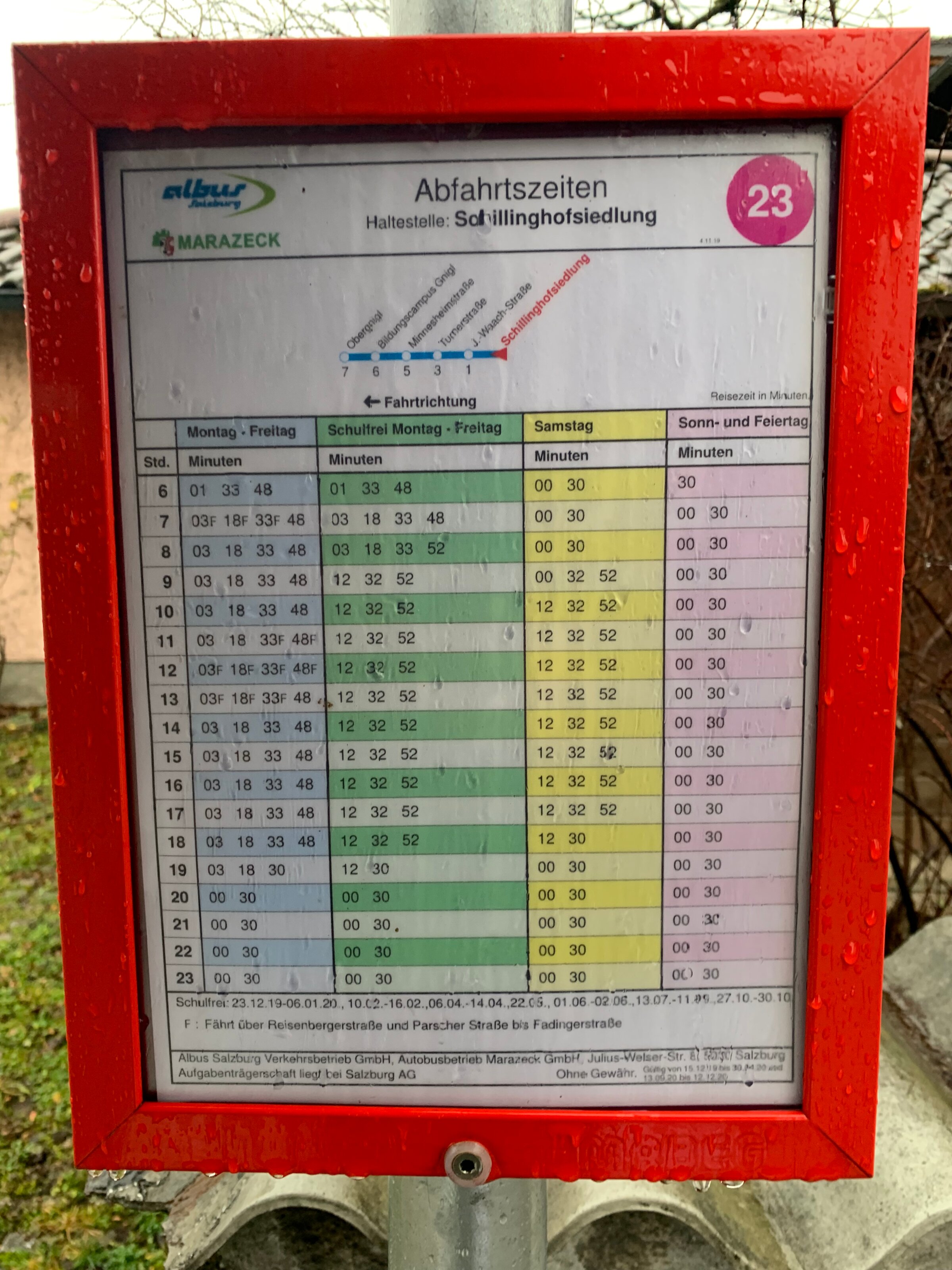 Richtung Obergningl umsteigen inBus 4
