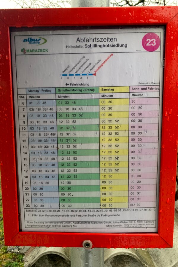 Richtung Obergningl umsteigen inBus 4