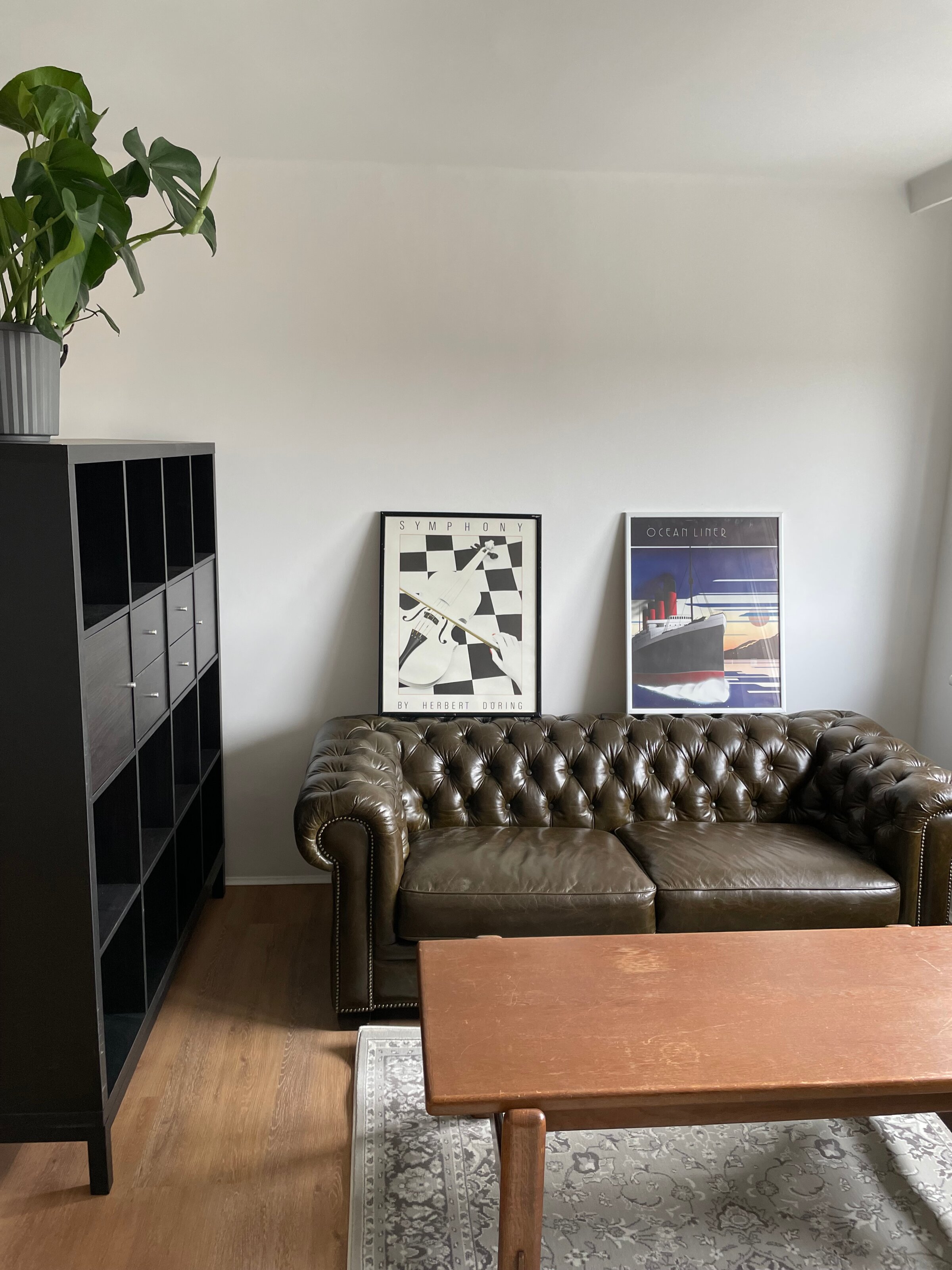 Stilvolles Wohnzimmer mit Ledersofa – 1-Zimmer Wohnung zur Kurzzeitmiete & Wohnen auf Zeit für 1 bis 6 Monate in Wels