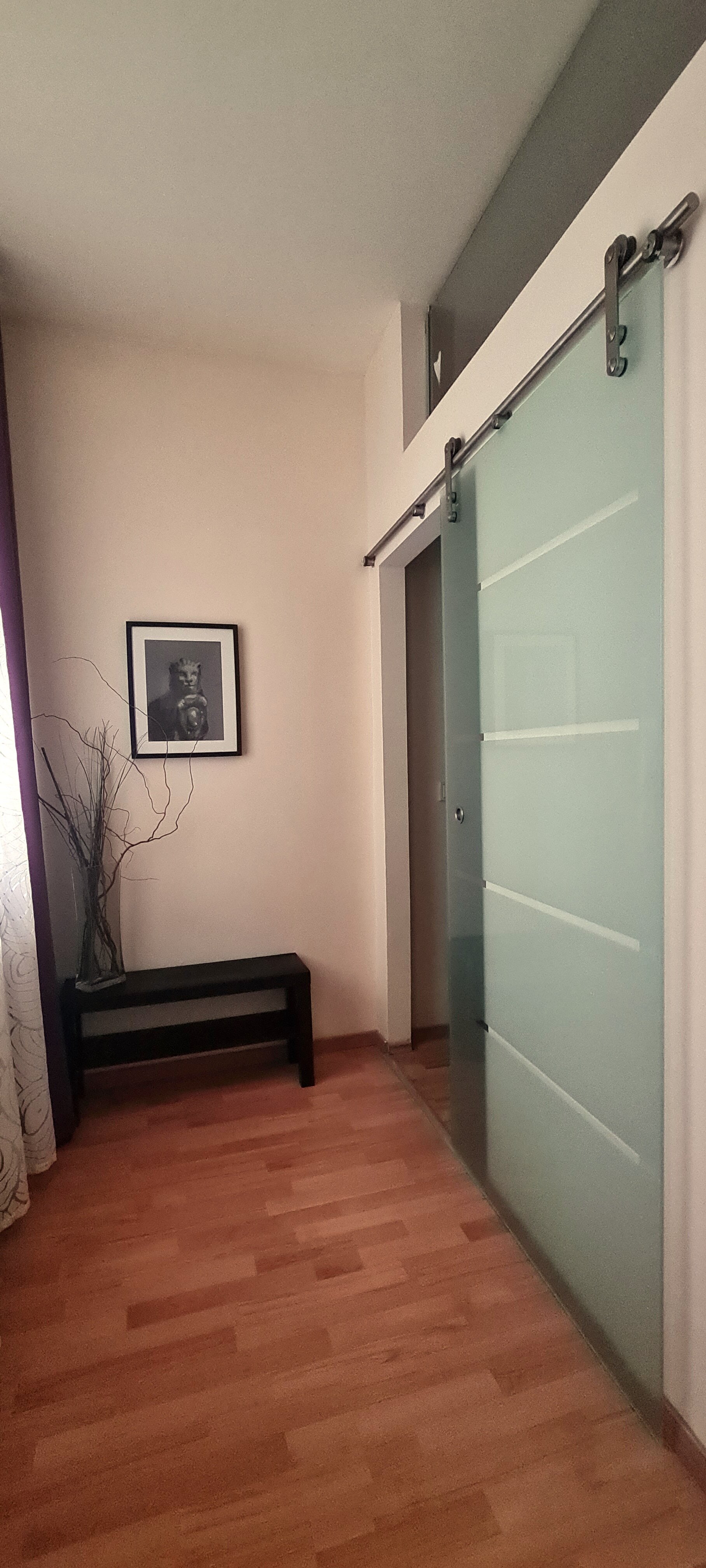 Flur zum Schlafzimmer mit Glastür