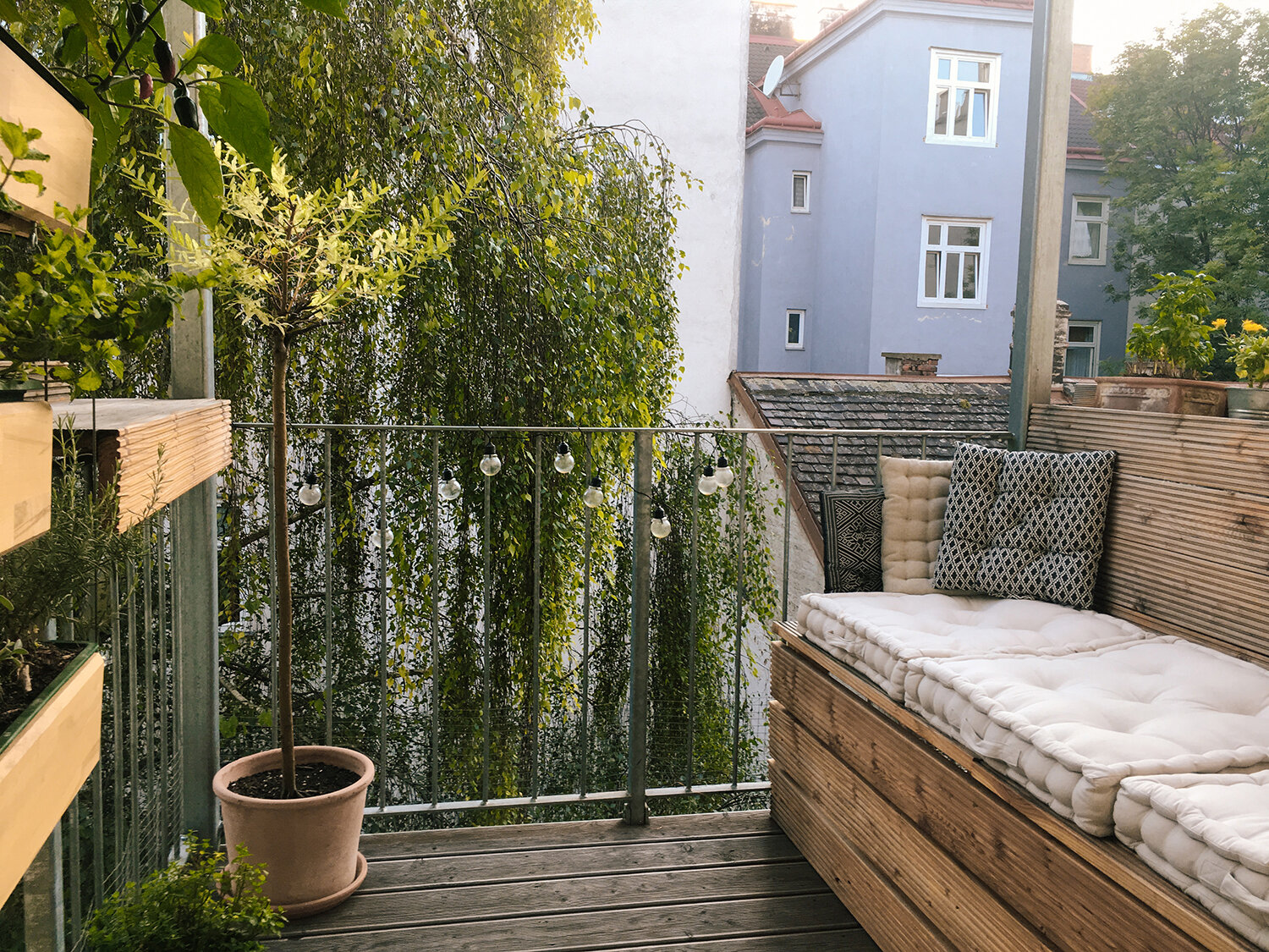 Balcony faces west.