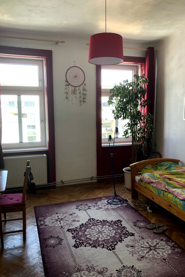 Bright room with parquet & plants – 1-room apartment, short-term rental, temporary housing for 1 to 6 months in Vienna