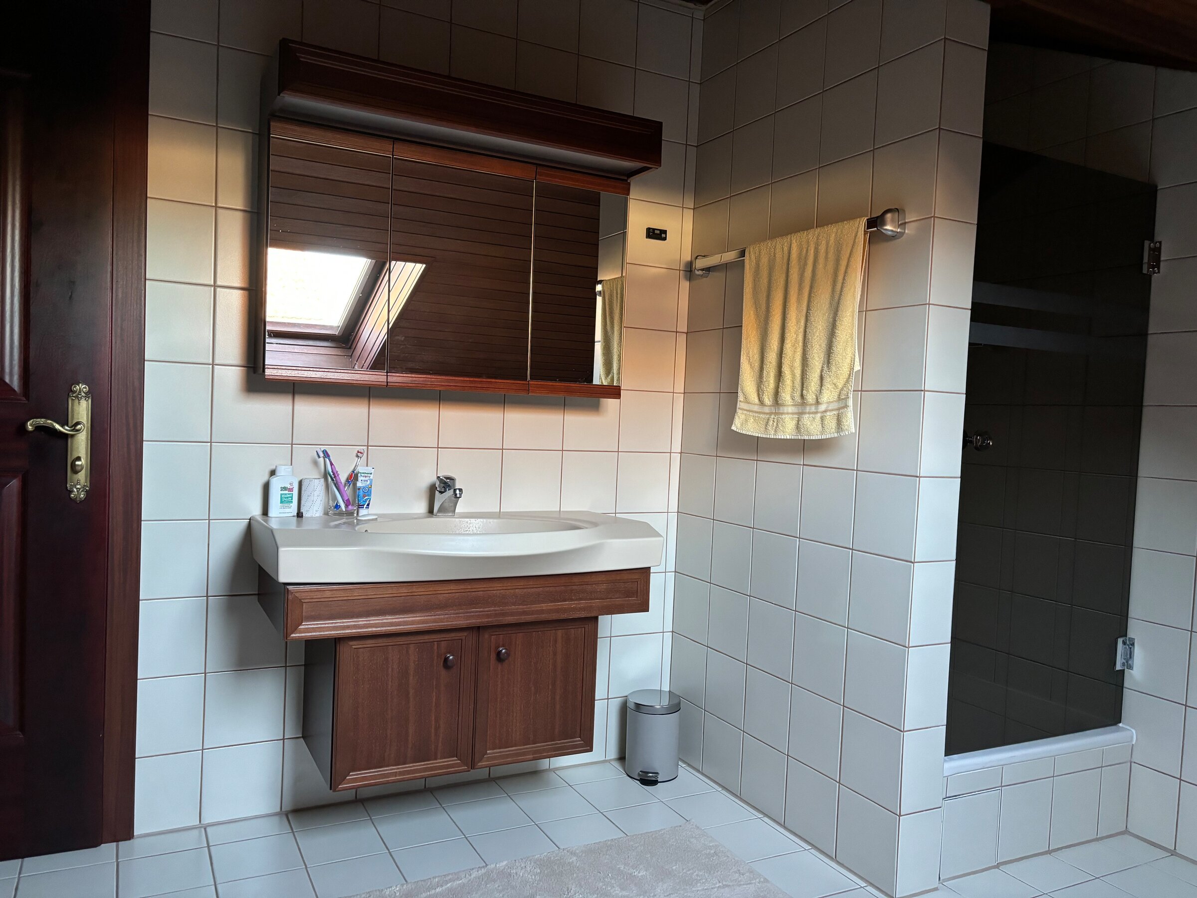 Waschbecken und Dusche