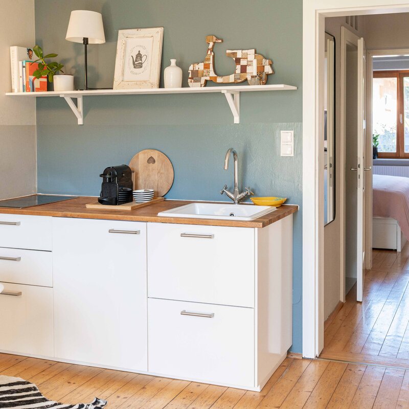 Küche mit Wohnbereich