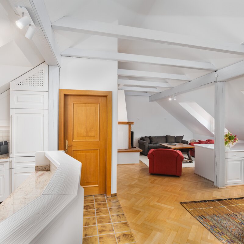Bright 3-room apartment with roof beams & open kitchen – short-term rental & temporary housing for 1 to 6 months in Salzburg