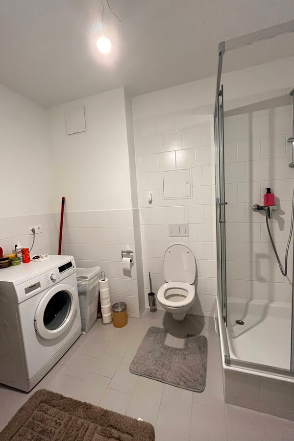 Waschmaschine, Dusche, Handtuchtrockner