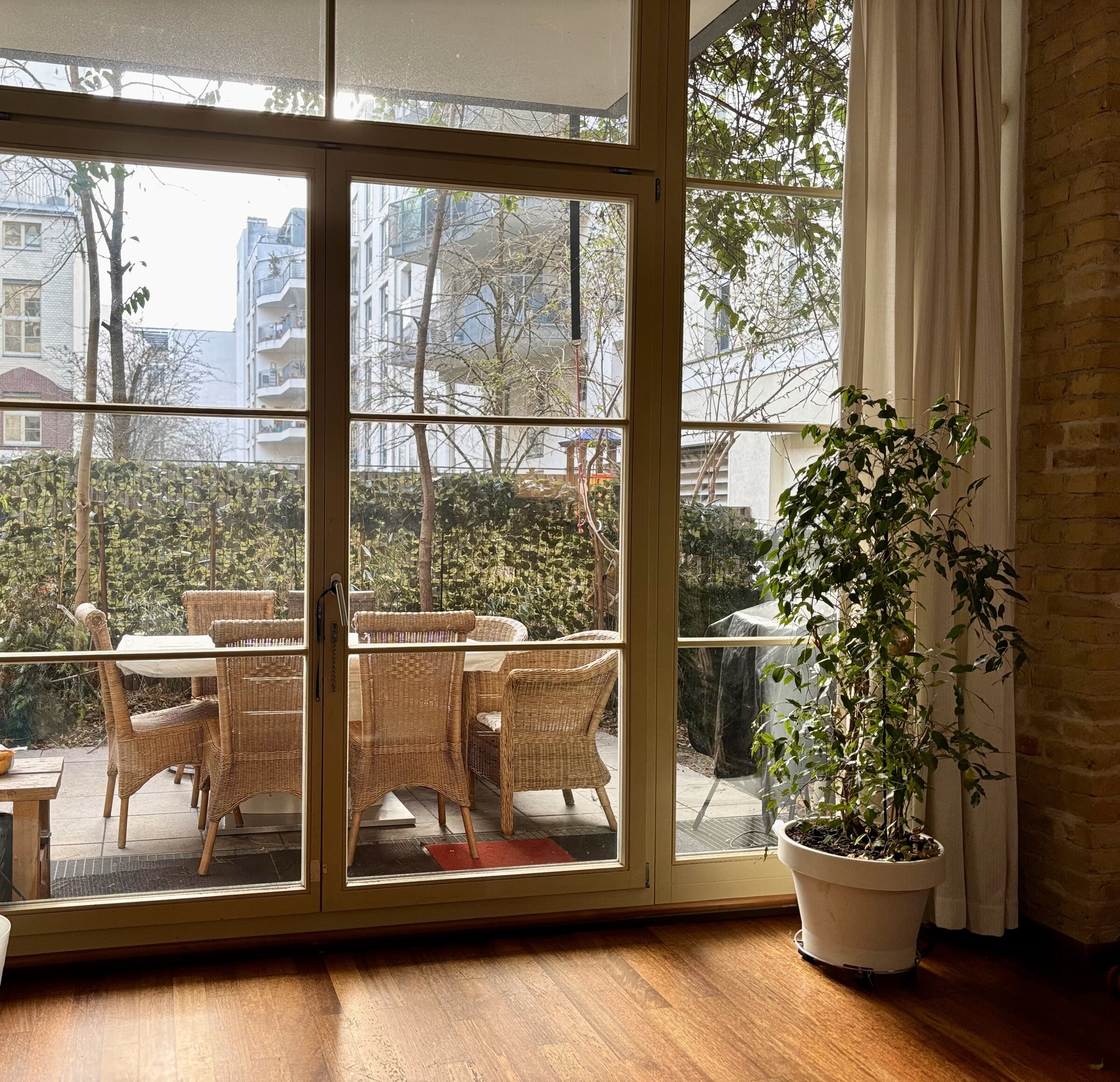 Blick aus dem Wohnbereich nach draußen