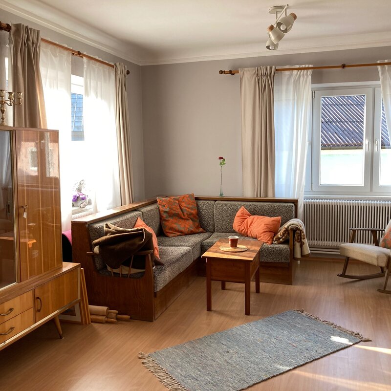 sitting area with rocking chair