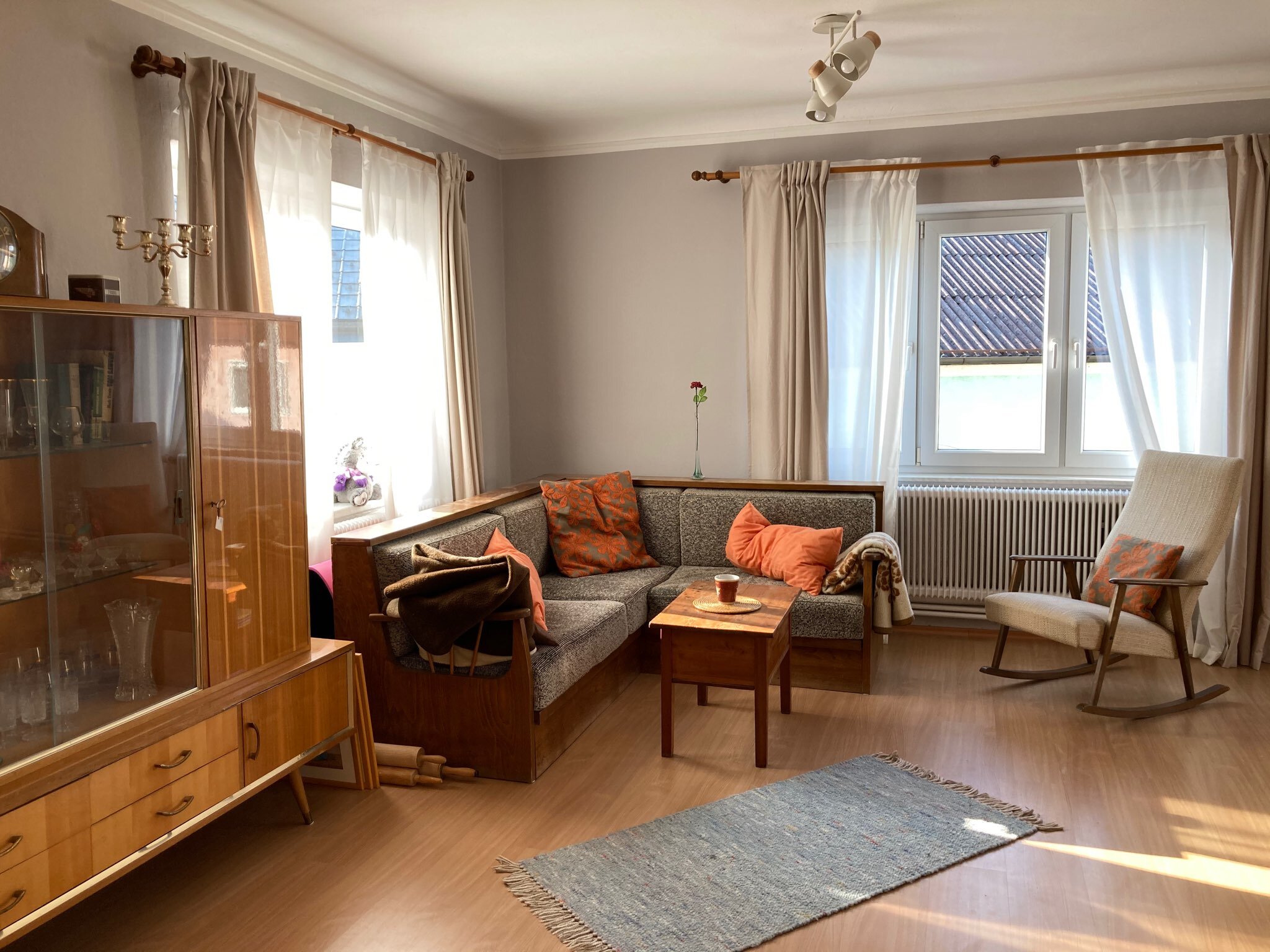 sitting area with rocking chair