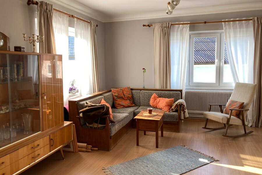 sitting area with rocking chair